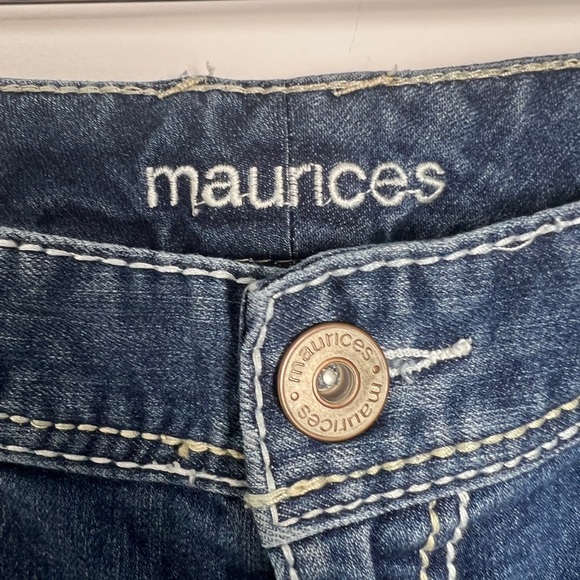 Maurices Bridget Y2K Thick Stitch Sequin Embellished 5Pocket Flare Leg Jeans 1/2 - Picture 5 of 13